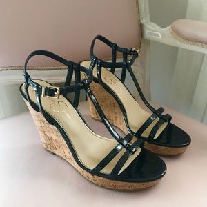 Jessica Simpson Cork Patent Wedges